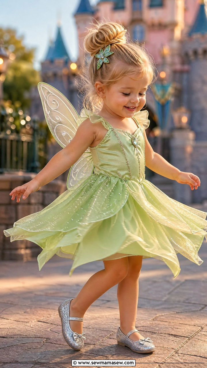 Tinker Bell Fairy Dress and Wings - 35 Disney outfit ideas for toddlers