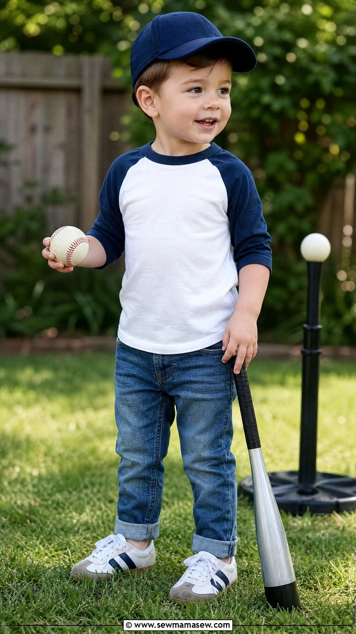 Toddler Boy Baseball Tee And Cuffed Jeans Outfit - 30 Toddler boy outfit ideas