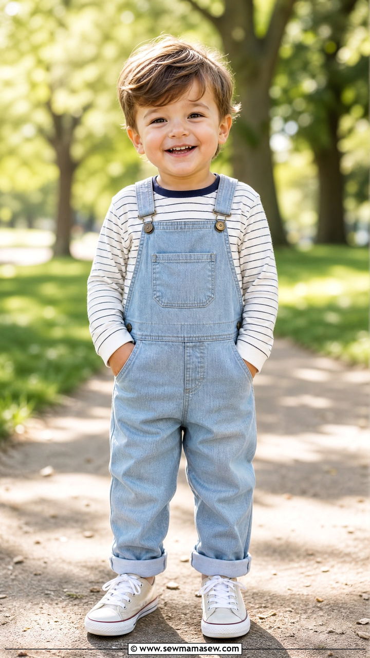 Toddler Boy Chambray Overalls Outfit - 30 Summer outfits for toddlers