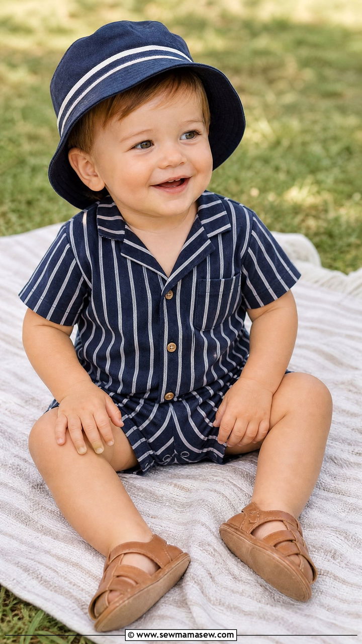 Toddler Boy Cotton Shortall Romper - 30 Summer outfits for toddlers