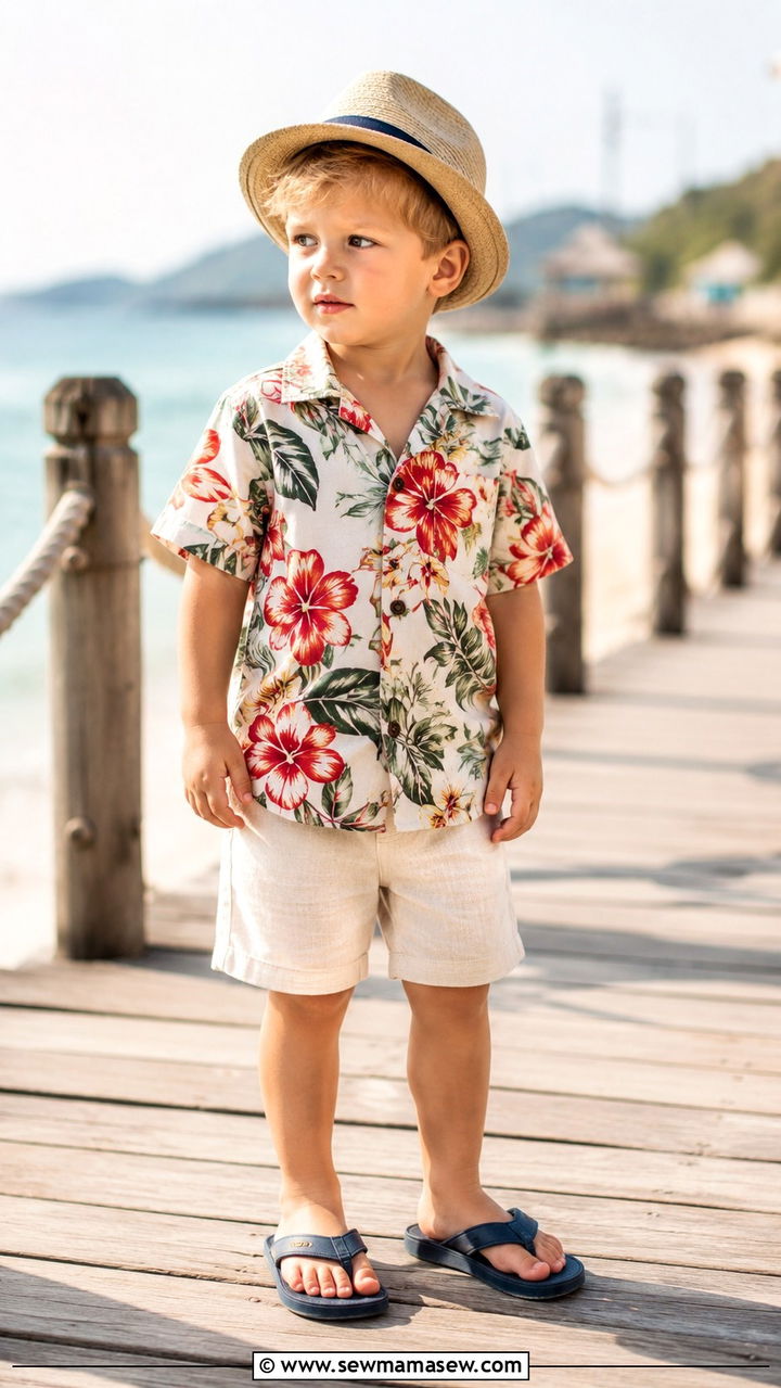 Toddler Boy Hawaiian Shirt And Linen Shorts Outfit - 30 Toddler boy outfit ideas