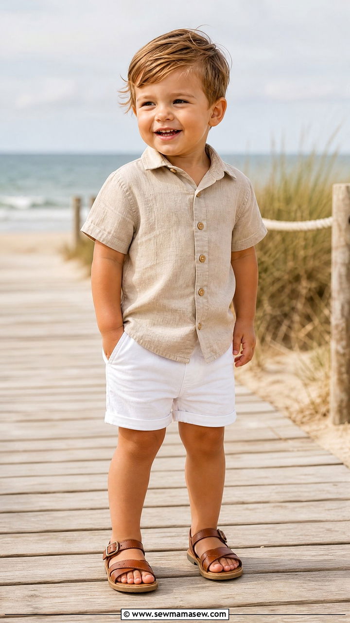 Toddler Boy Linen Shirt Summer Outfit - 30 Summer outfits for toddlers