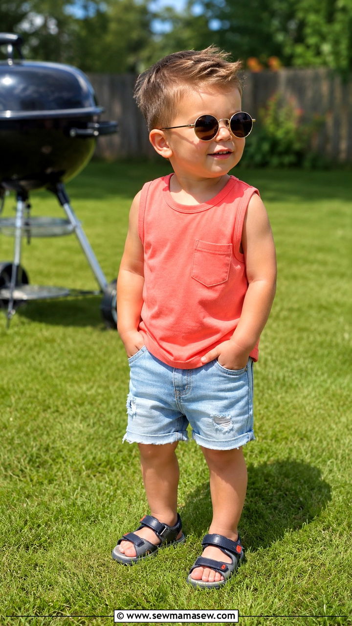 Toddler Boy Muscle Tank And Distressed Denim Shorts Outfit - 30 Toddler boy outfit ideas
