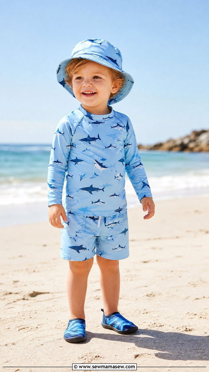Toddler Boy Rash Guard Swim Set - 30 Summer outfits for toddlers