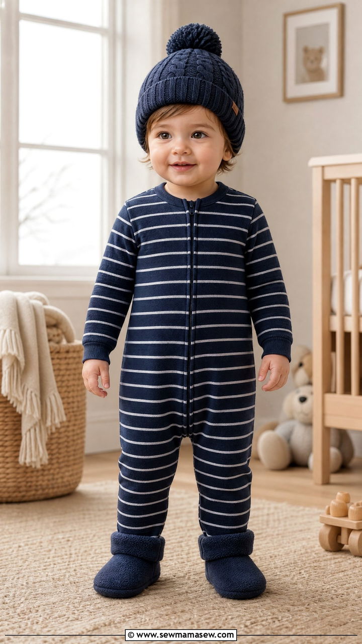 Toddler Boy Striped Onesie And Knit Beanie Outfit - 30 Toddler boy outfit ideas