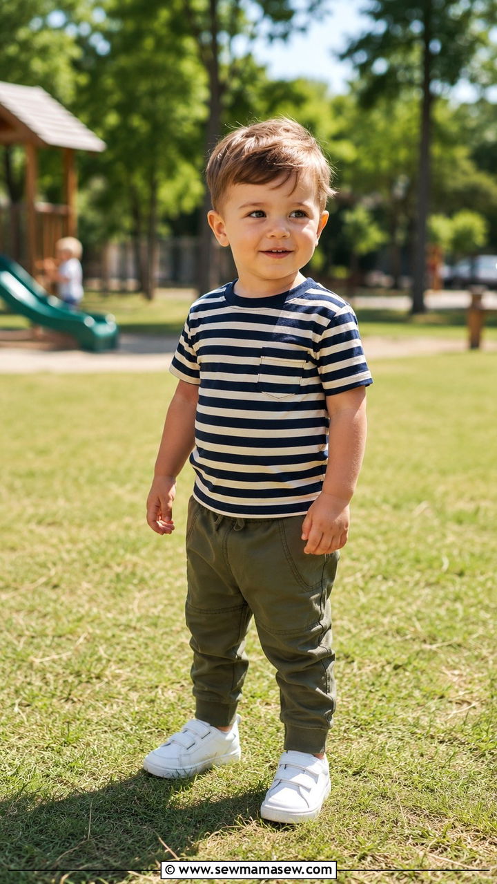 Toddler Boy Striped T Shirt And Jogger Pants Outfit - 30 Toddler boy outfit ideas