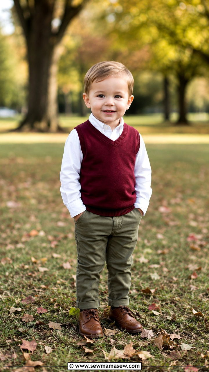 Toddler Boy Sweater Vest And Button Up Shirt Outfit - 30 Toddler boy outfit ideas