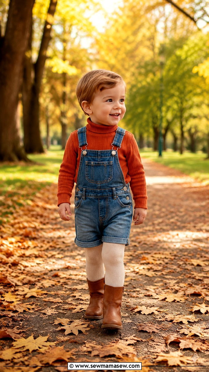 Toddler Boy Turtleneck And Overall Shorts Layered Outfit - 30 Toddler boy outfit ideas