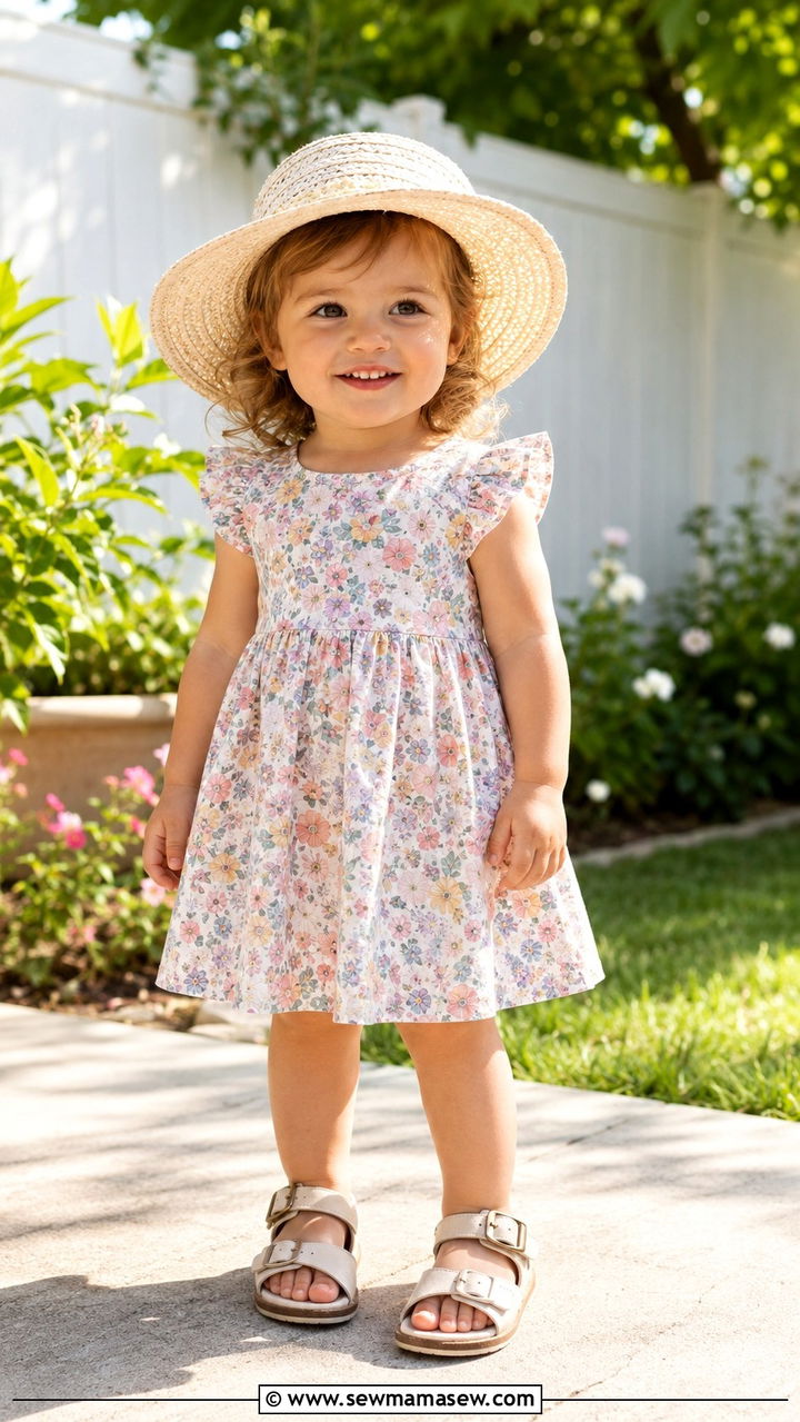 Toddler Girl Cotton Dress and Sandals - 30 Toddler girl outfit ideas