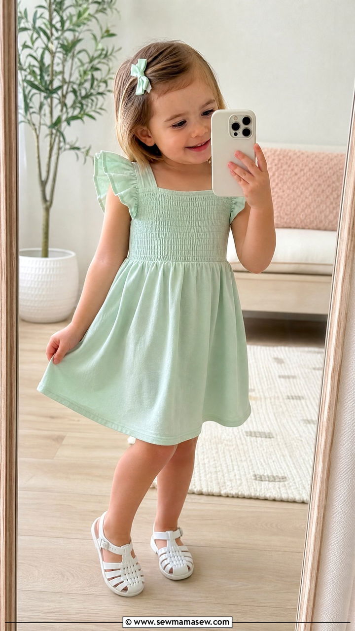 Toddler Girl Flutter Sleeve Dress - 30 Summer outfits for toddlers