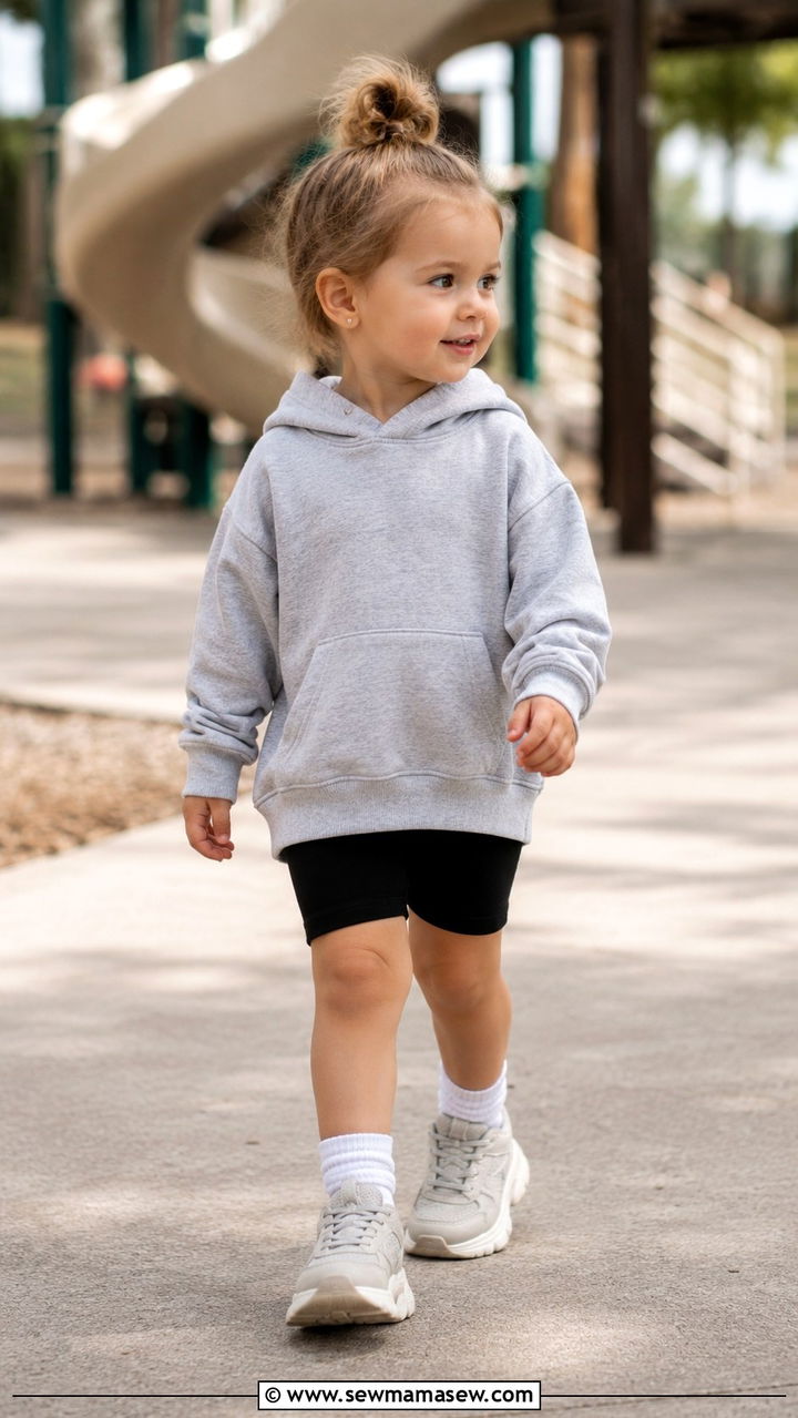 Toddler Girl Hoodie and Bike Shorts - 30 Toddler girl outfit ideas