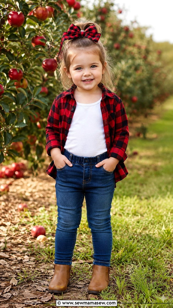 Toddler Girl Plaid Shirt and Jeans - 30 Toddler girl outfit ideas