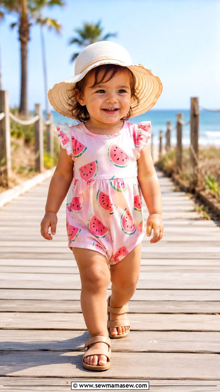 Toddler Girl Romper with Sunhat - 30 Toddler girl outfit ideas