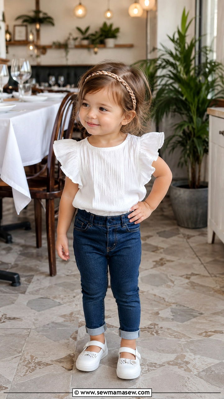 Toddler Girl Ruffle Top and Jeans - 30 Toddler girl outfit ideas