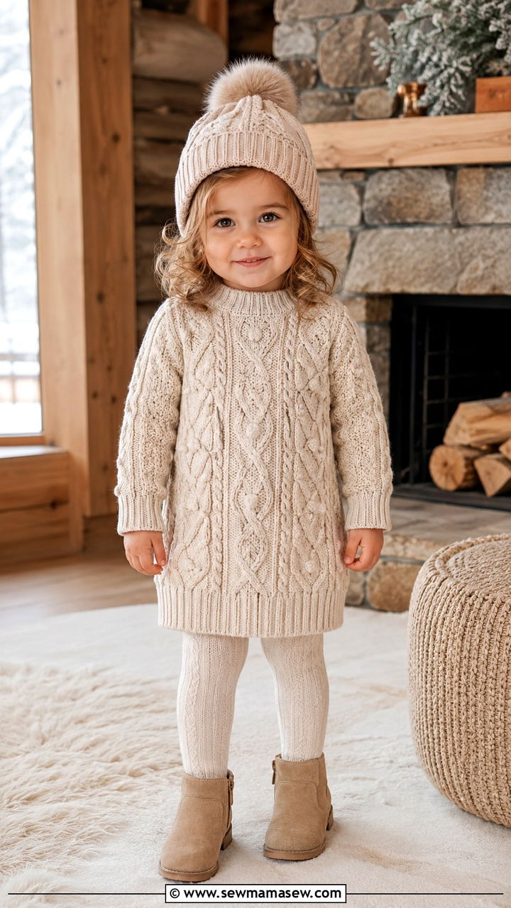 Toddler Girl Sweater Dress with Tights - 30 Toddler girl outfit ideas