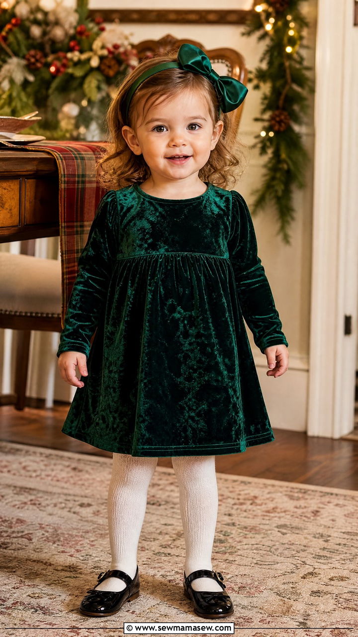 Toddler Girl Velvet Dress and Tights - 30 Toddler girl outfit ideas
