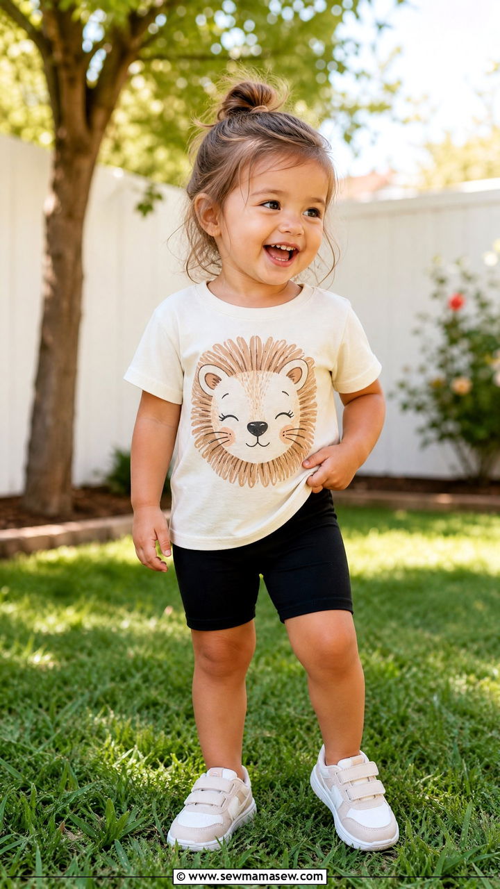 Toddler Graphic Tee And Biker Shorts - 30 Summer outfits for toddlers