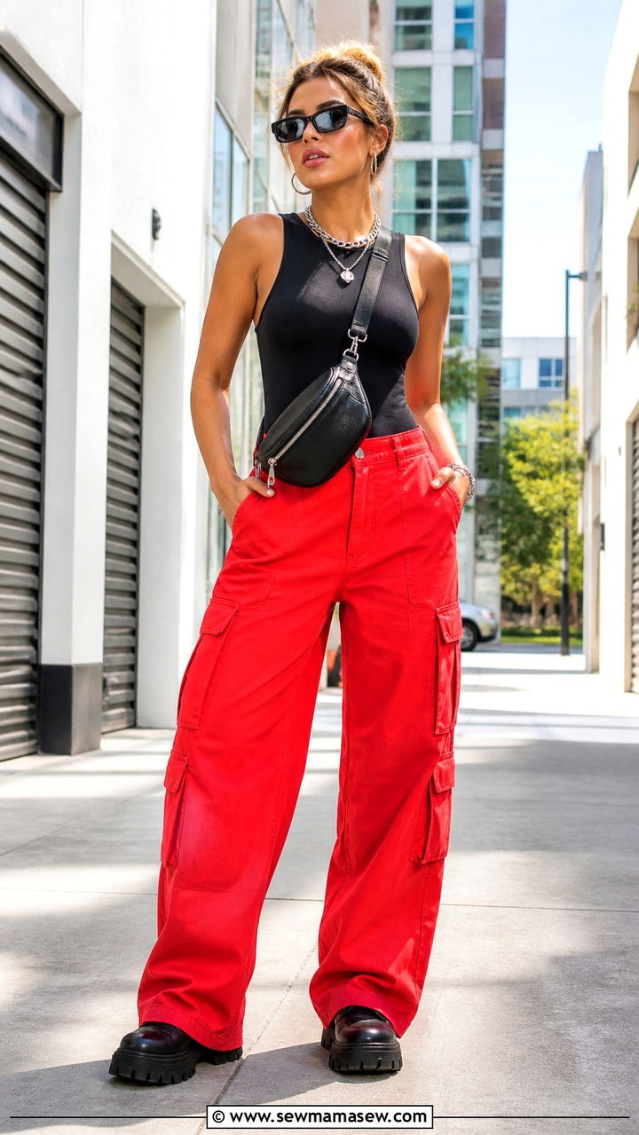 Tomato Red Cargo Pants Outfit - 40 All tomato red outfit ideas