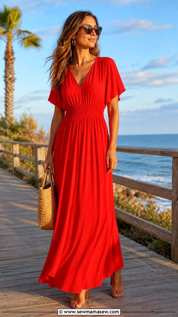 Tomato Red Maxi Dress Outfit - 40 All tomato red outfit ideas