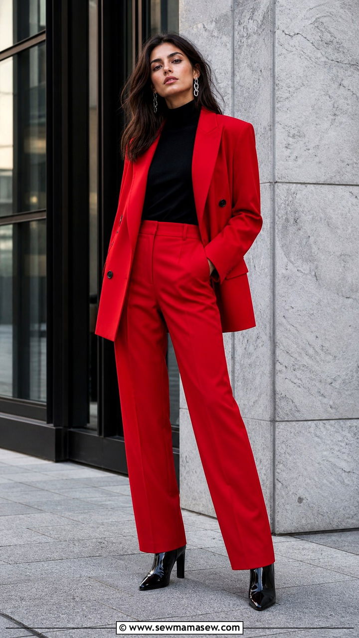 Tomato Red Suit Outfit - 40 All tomato red outfit ideas