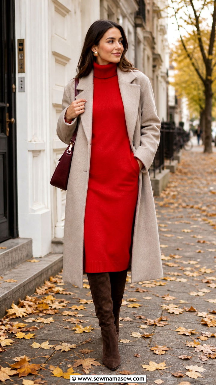 Tomato Red Sweater Dress Outfit - 40 All tomato red outfit ideas