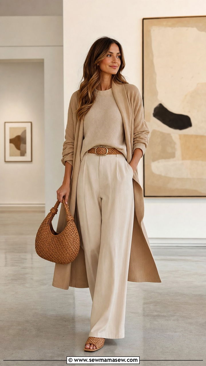 Tonal Beige Layered Outfit With Textured Accessories - 25 Elevated spring outfit ideas 2026