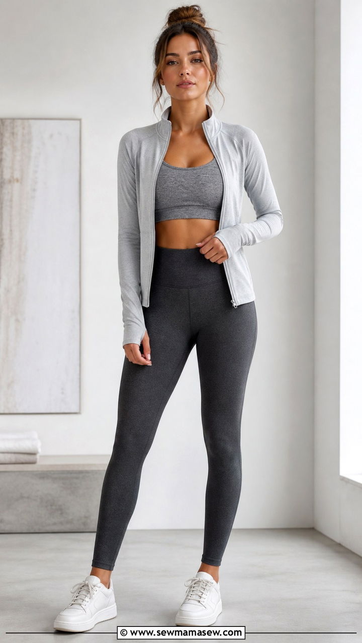 Tonal Grey Pilates Outfit - 30 Pilates outfit ideas 2026