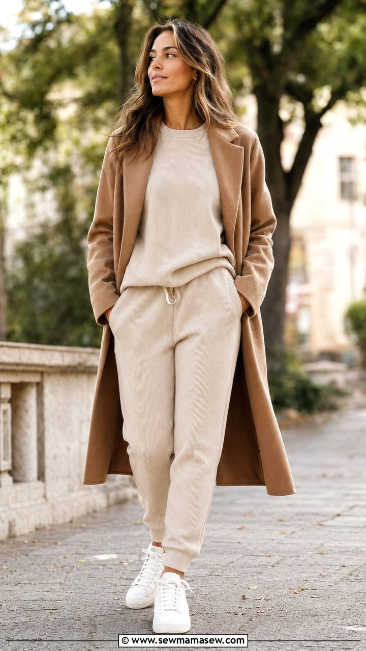 Tonal Monochrome Set in Neutral Hues - 35 athleisure outfits for women