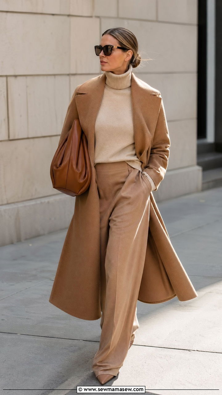 Tonal neutral layers with statement bag outfit - 35 Copenhagen outfits