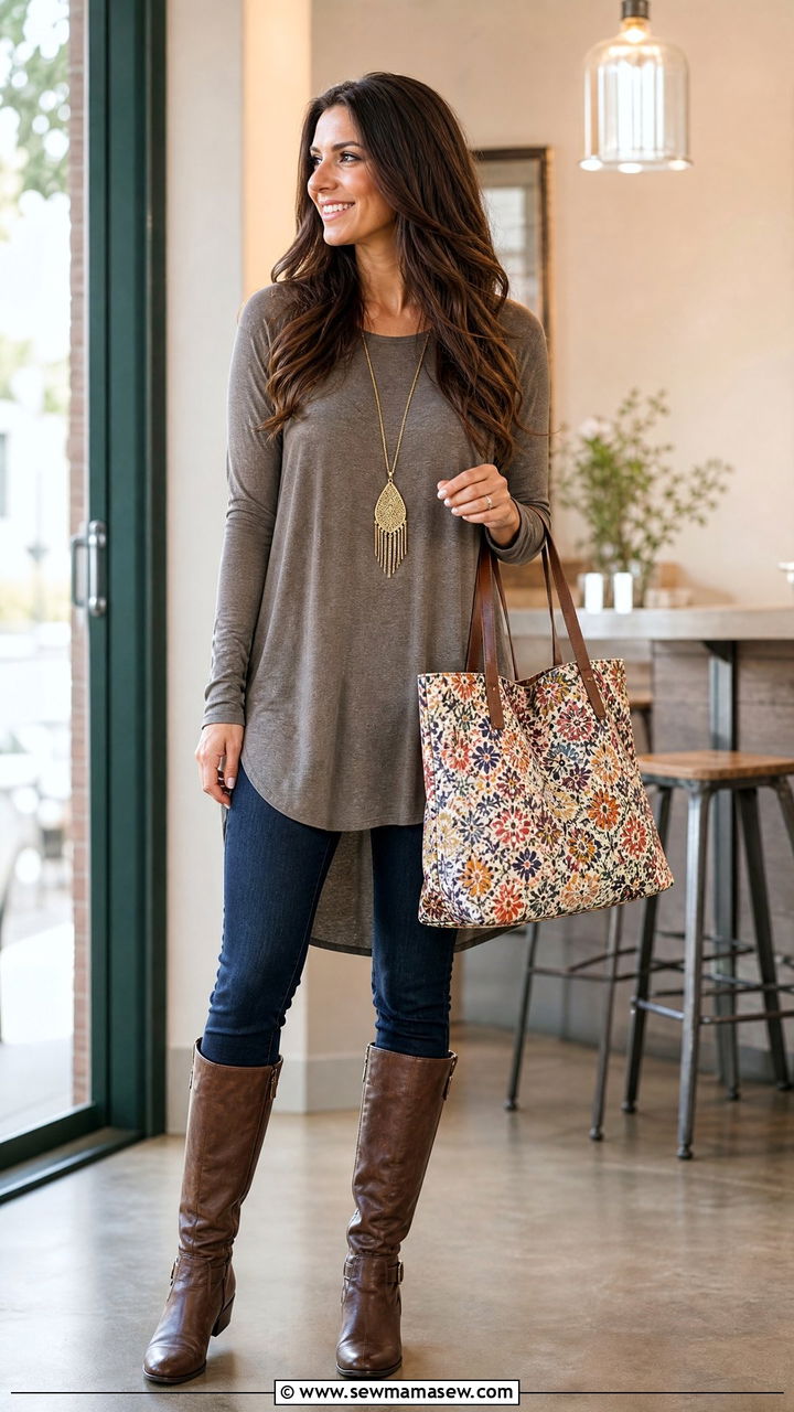 Tote bag with a tunic and skinny jeans - 25 How to style a tote bag