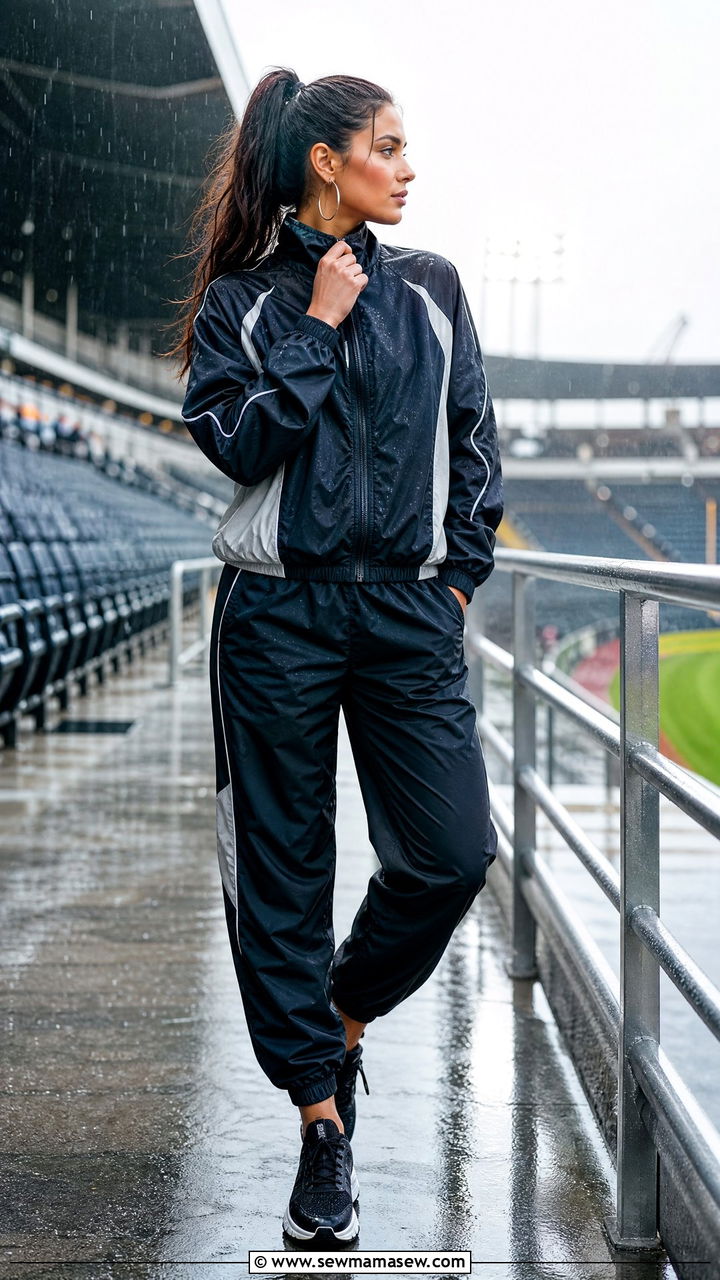 Track Jacket With Athletic Pants And Waterproof Trainers - 25 Gameday outfit ideas rainy weather