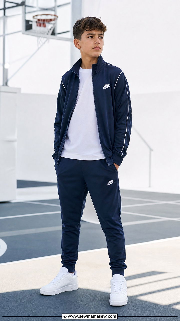 Track Jacket With Joggers And Fresh Kicks - 25 Kid outfit ideas for school picture day