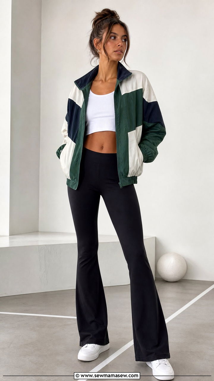 Track Jacket and Flared Leggings - 25 casual aesthetic outfits