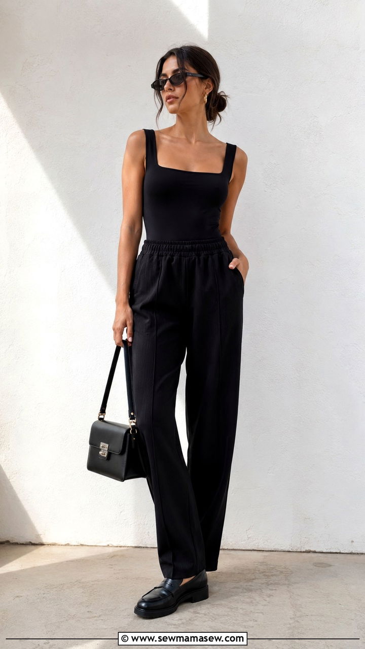 Track Pants With Bodysuit And Loafers - 30 casual track pants outfits