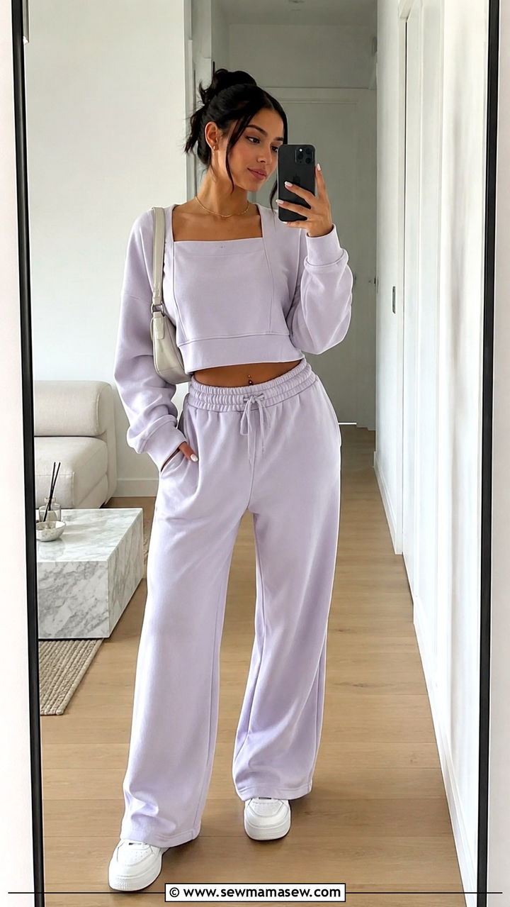 Track Pants With Boxy Cropped Sweatshirt - 30 casual track pants outfits