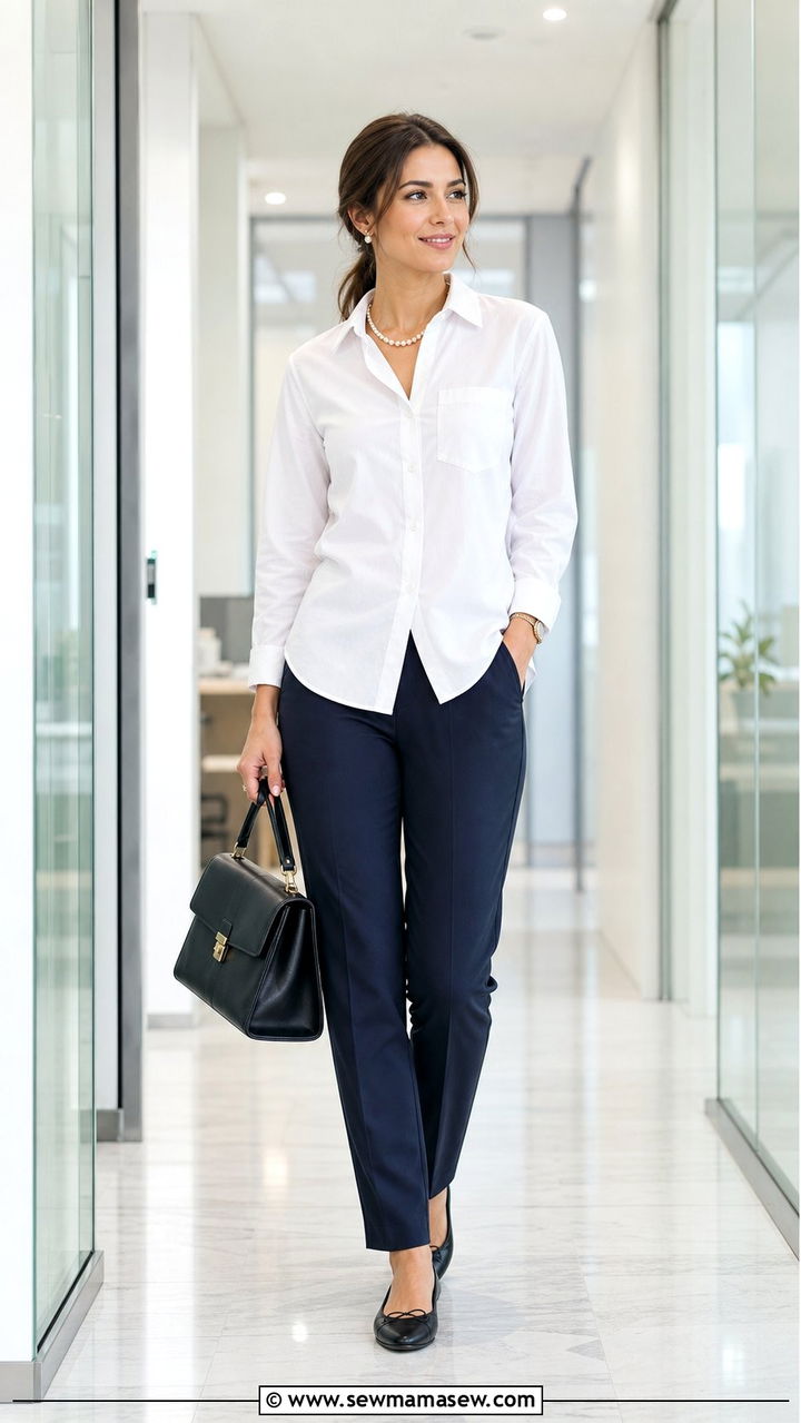 Track Pants With Button Down And Ballet Flats - 25 spring track pants outfit ideas