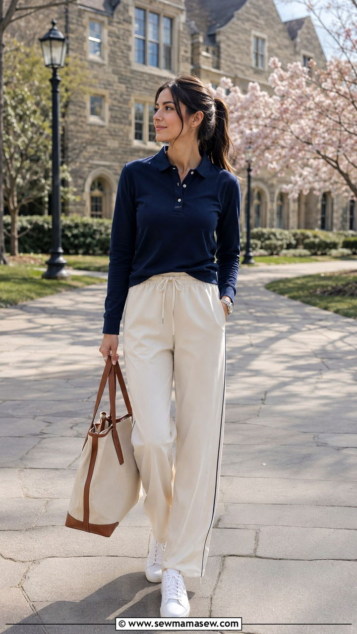 Track Pants With Long Sleeve Polo Shirt - 30 casual track pants outfits