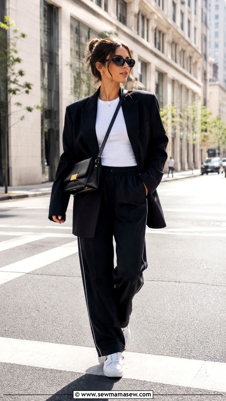 Track Pants With Oversized Blazer - 30 casual track pants outfits