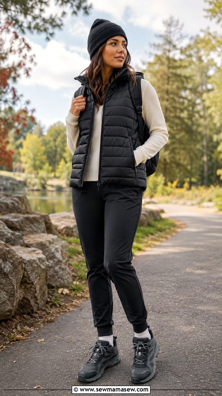 Track Pants With Puffer Vest - 30 casual track pants outfits