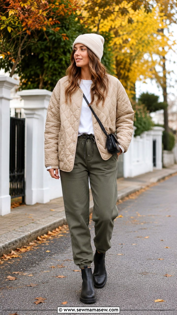 Track Pants With Quilted Jacket - 30 casual track pants outfits