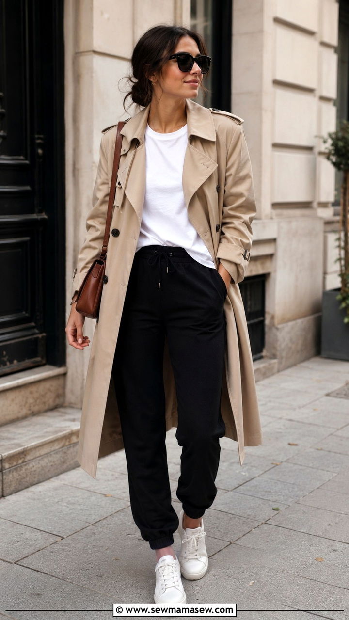 Track Pants With Trench Coat - 30 casual track pants outfits