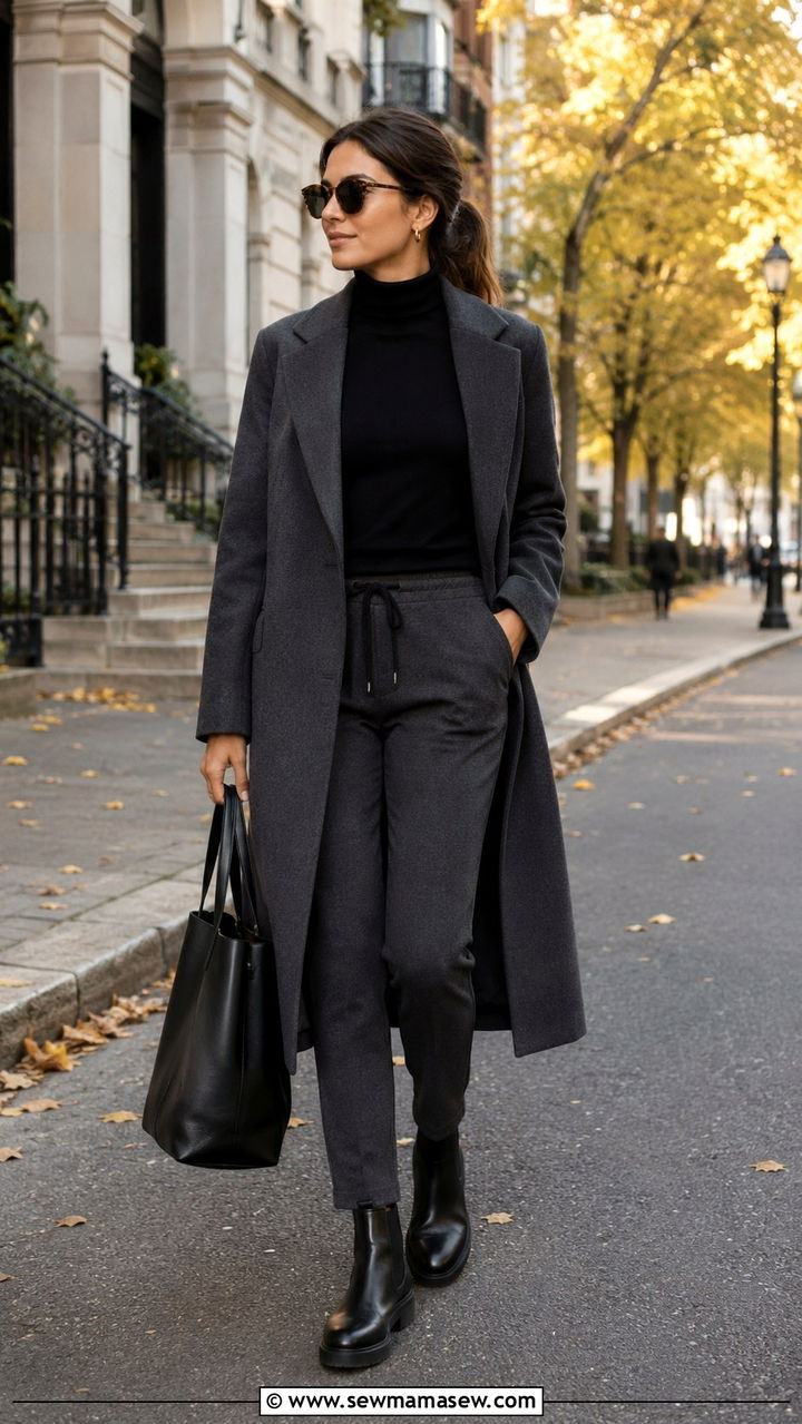 Track Pants With Turtleneck And Chelsea Boots - 30 casual track pants outfits
