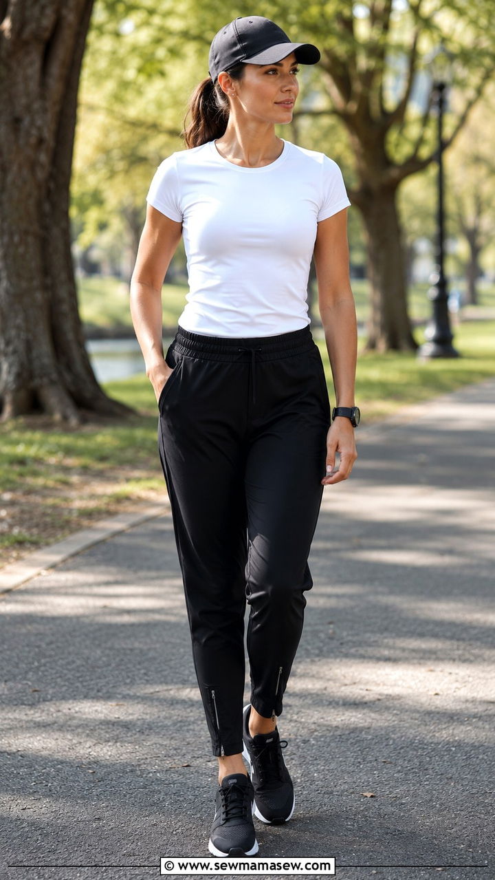 Track Pants and Fitted Tee Fitness Trainer Outfit - 20 Fitness trainer outfit ideas