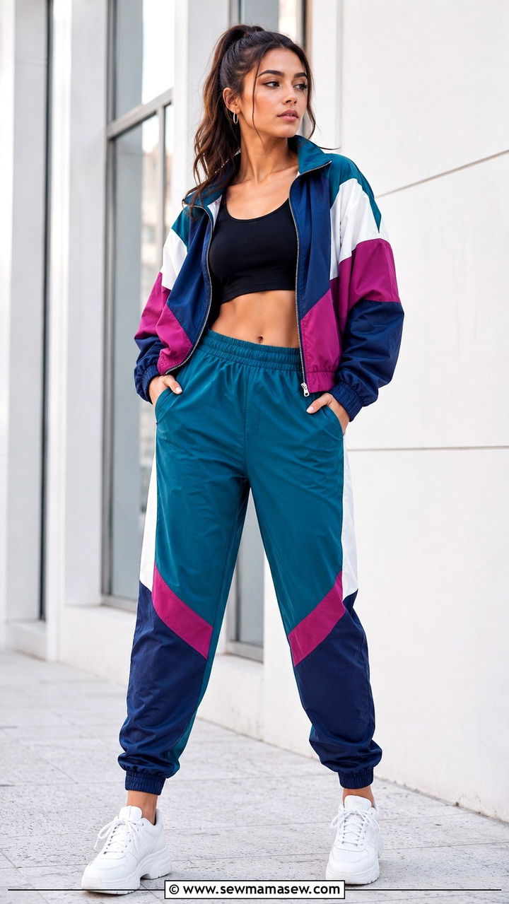 Tracksuit With Crop Top and Chunky Sneakers - 25 90s outfits aesthetic