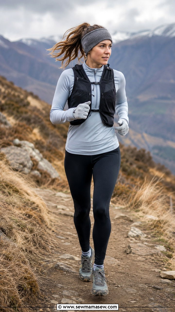 Trail running outfit with ear warmer headband and gloves - 30 Trail running outfit ideas