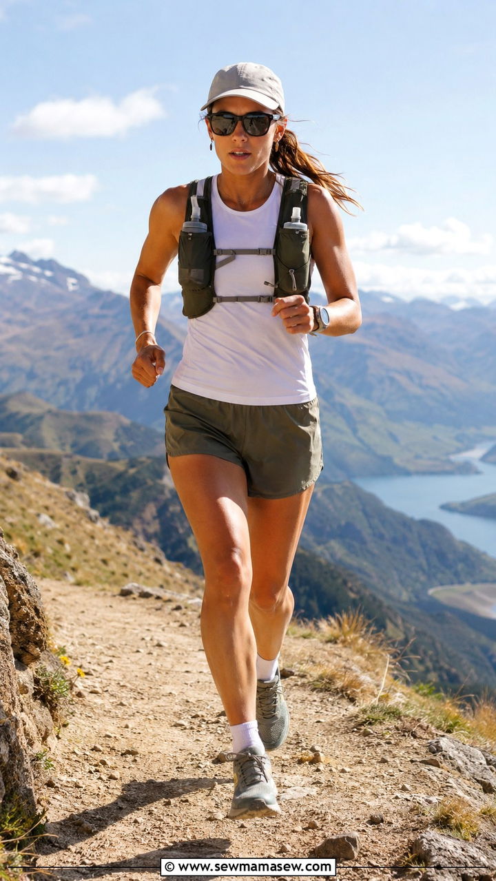 Trail running outfit with sun cap and polarized sunglasses - 30 Trail running outfit ideas