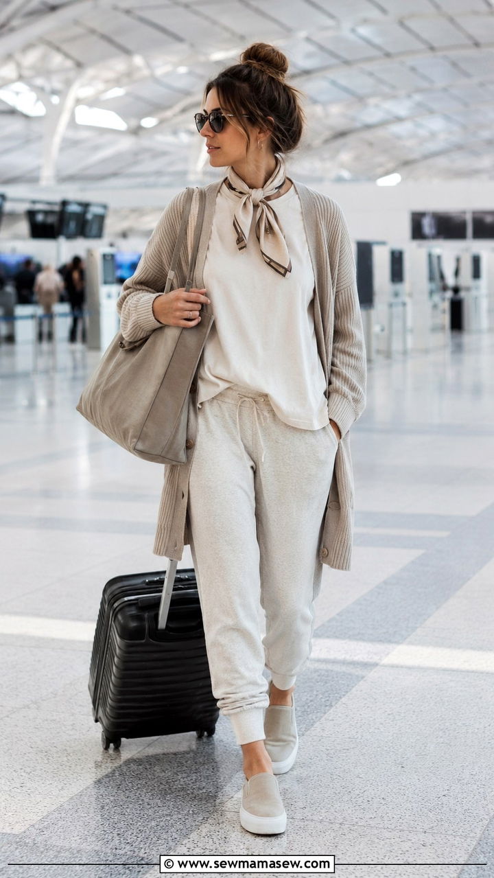 Travel Joggers with an Oversized Tee and Slip On Sneakers - 30 joggers outfit ideas for women