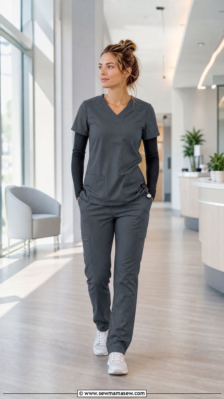 Travel Nurse Versatile Neutral Scrub Set - 30 ER nurse outfit ideas