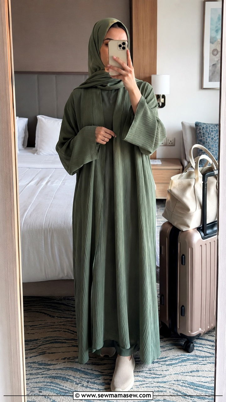 TravelFriendly WrinkleFree Abaya Set for Umrah - 30 Modest outfit ideas for Umrah