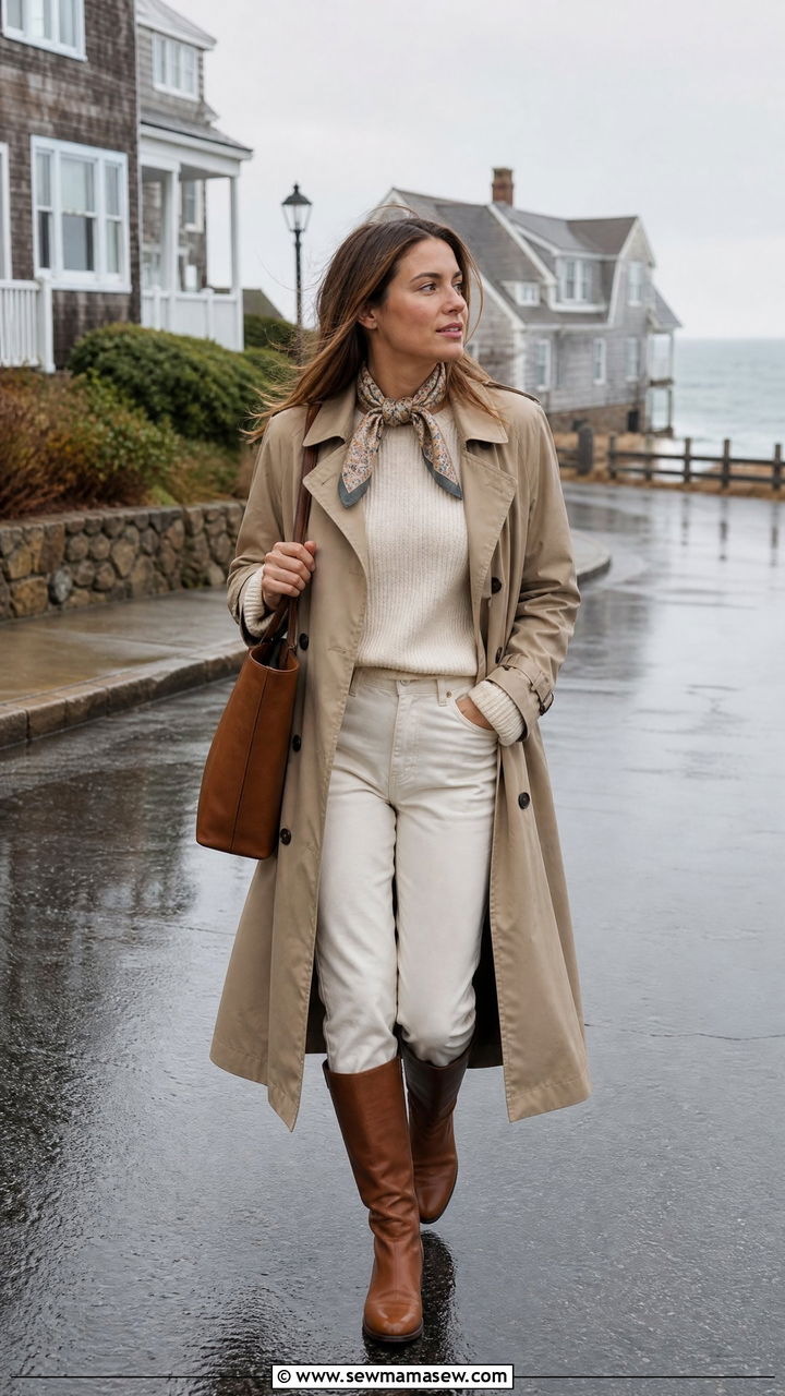 Trench Coat Cape Cod Rainy Day Outfit - 25 Old money outfit ideas for Cape Cod